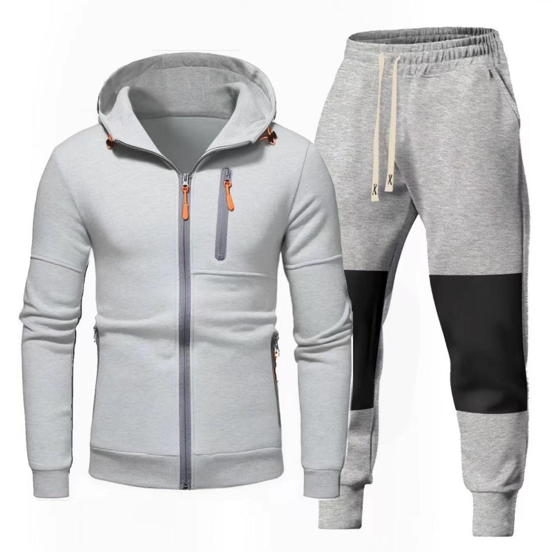 Herrarnas Sportigt Hoodie- och Joggingbyxa-set med Funktionella Dragkedjefickor Mirla-Eva Jonsson