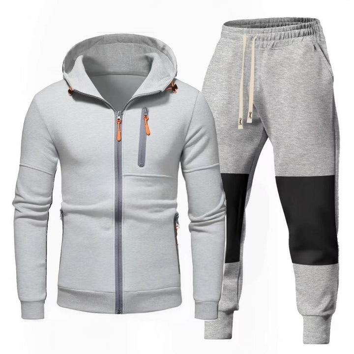 Herrarnas Sportigt Hoodie- och Joggingbyxa-set med Funktionella Dragkedjefickor Mirla-Eva Jonsson