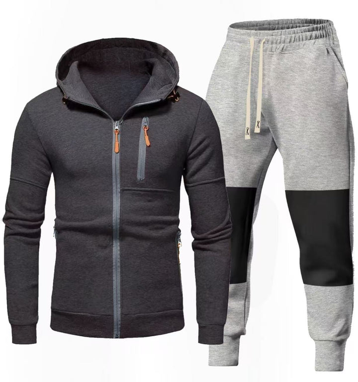 Herrarnas Sportigt Hoodie- och Joggingbyxa-set med Funktionella Dragkedjefickor Mirla-Eva Jonsson