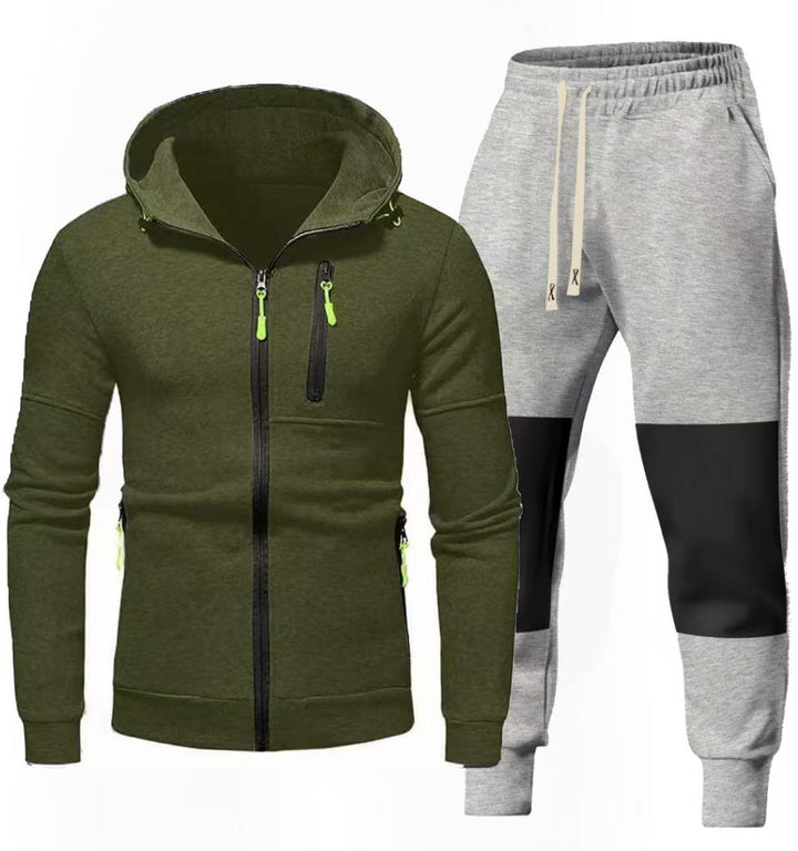 Herrarnas Sportigt Hoodie- och Joggingbyxa-set med Funktionella Dragkedjefickor Mirla-Eva Jonsson
