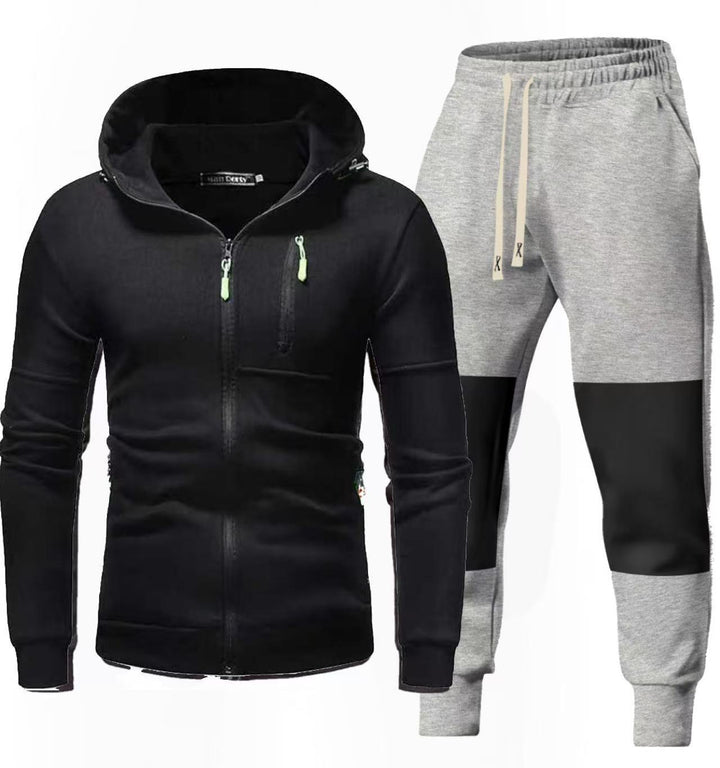 Herrarnas Sportigt Hoodie- och Joggingbyxa-set med Funktionella Dragkedjefickor Mirla-Eva Jonsson