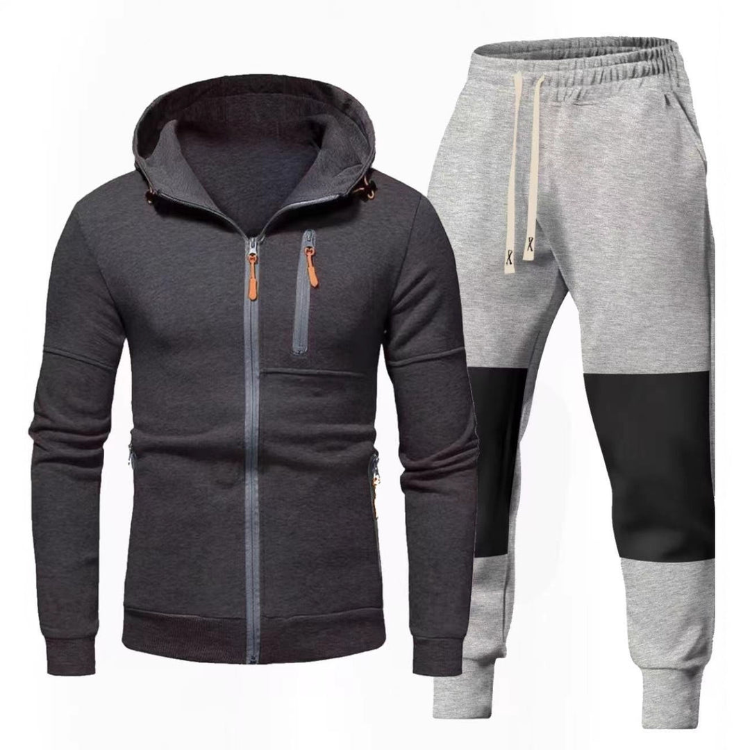 Herrarnas Sportigt Hoodie- och Joggingbyxa-set med Funktionella Dragkedjefickor Mirla-Eva Jonsson