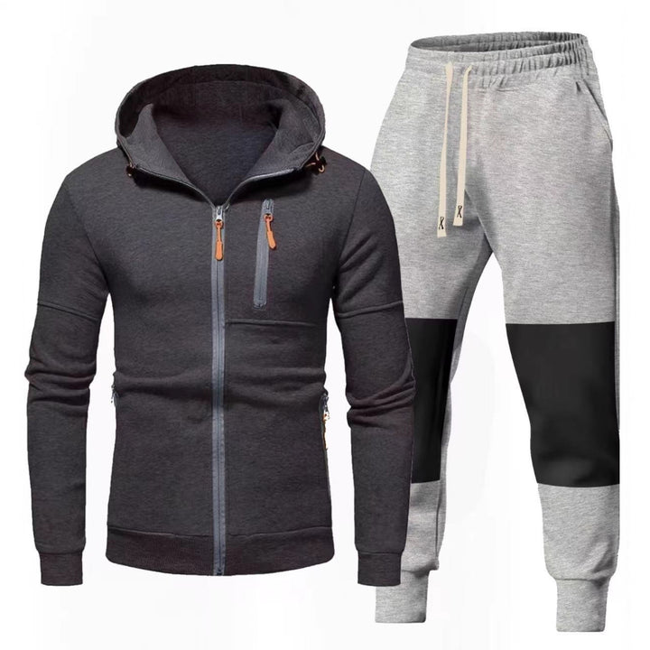 Herrarnas Sportigt Hoodie- och Joggingbyxa-set med Funktionella Dragkedjefickor Mirla-Eva Jonsson