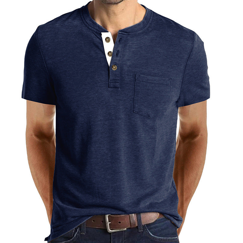 Herrarnas avslappnade Henley T-shirt med knapplist och bröstficka Mirla-Eva Jonsson