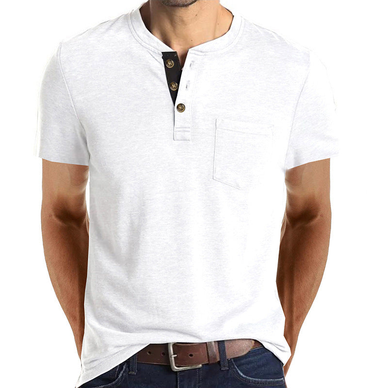 Herrarnas avslappnade Henley T-shirt med knapplist och bröstficka Mirla-Eva Jonsson