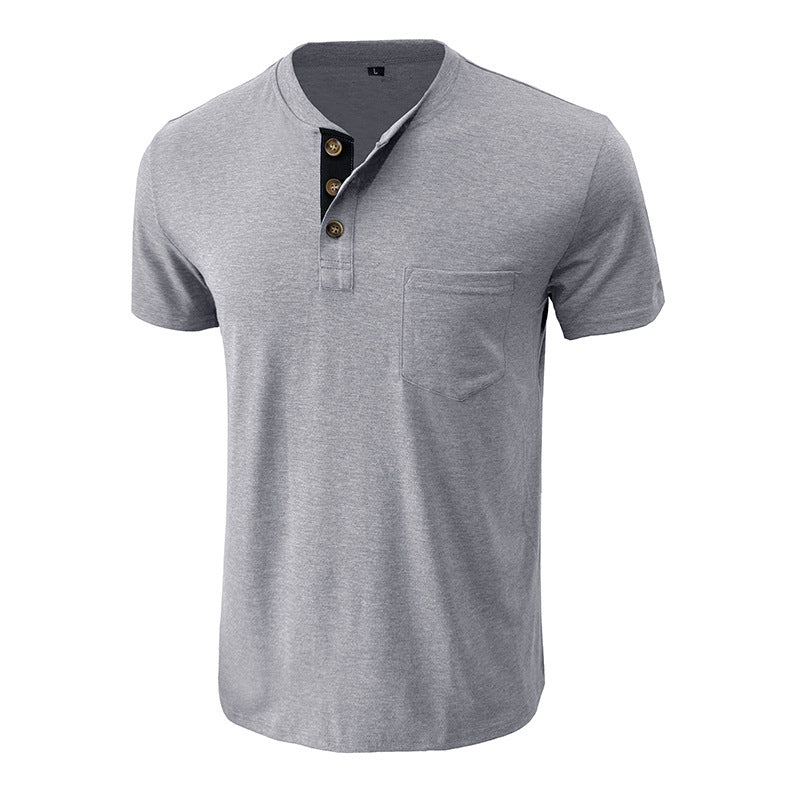 Herrarnas avslappnade Henley T-shirt med knapplist och bröstficka Mirla-Eva Jonsson
