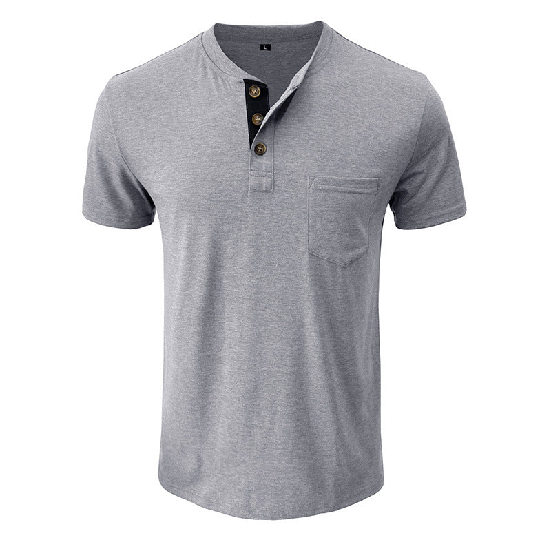 Herrarnas avslappnade Henley T-shirt med knapplist och bröstficka Mirla-Eva Jonsson