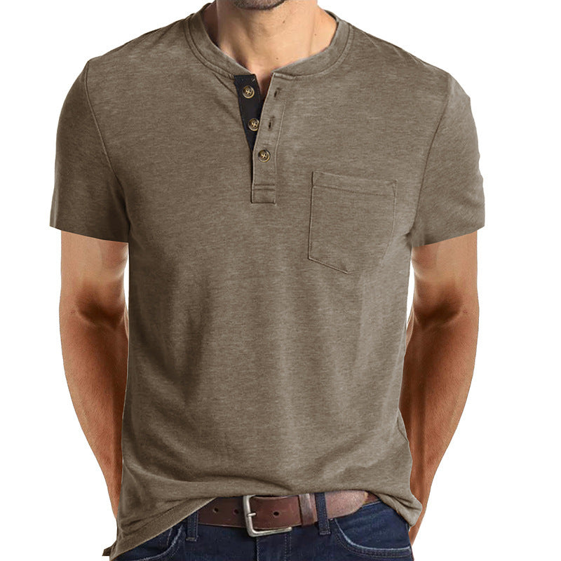 Herrarnas avslappnade Henley T-shirt med knapplist och bröstficka Mirla-Eva Jonsson