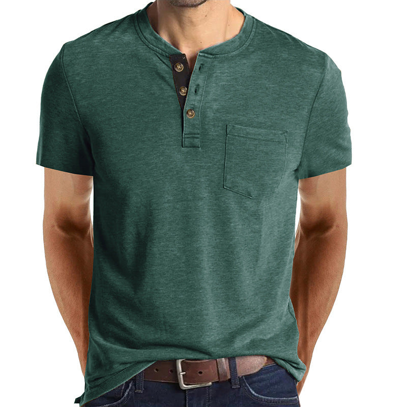 Herrarnas avslappnade Henley T-shirt med knapplist och bröstficka Mirla-Eva Jonsson