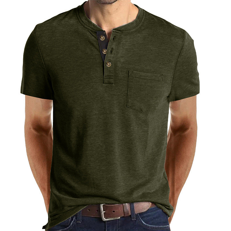 Herrarnas avslappnade Henley T-shirt med knapplist och bröstficka Mirla-Eva Jonsson