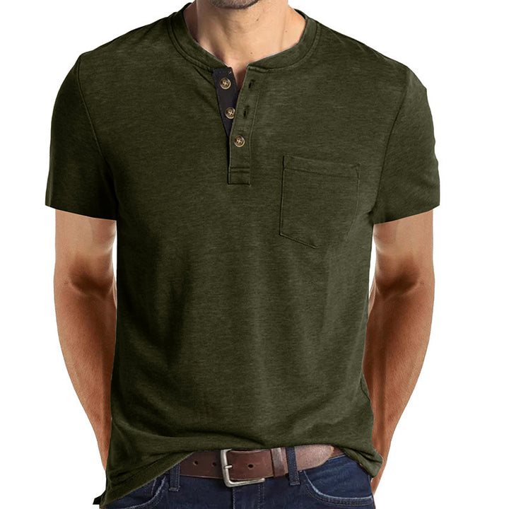 Herrarnas avslappnade Henley T-shirt med knapplist och bröstficka Mirla-Eva Jonsson