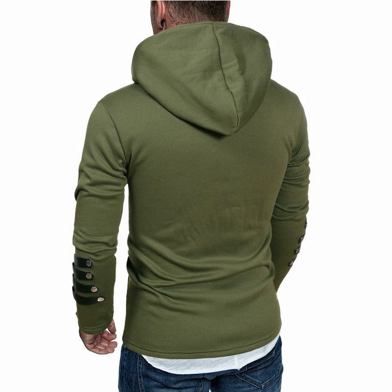 Herrarnas avslappnade hoodie med läderdetaljer Mirla-Eva Jonsson