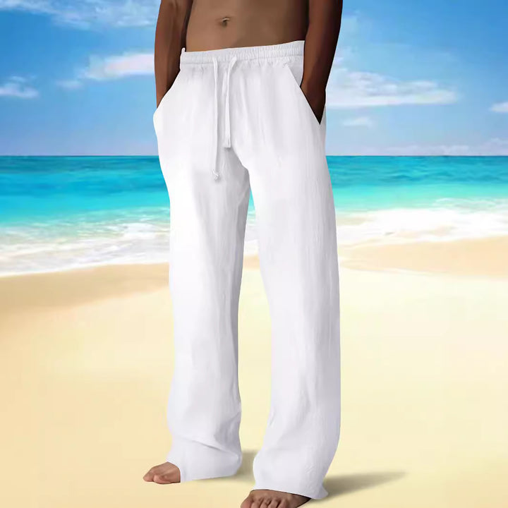 Herrarnas bekväma strandbyxor med elastisk midja och sidofickor Mirla-Eva Jonsson