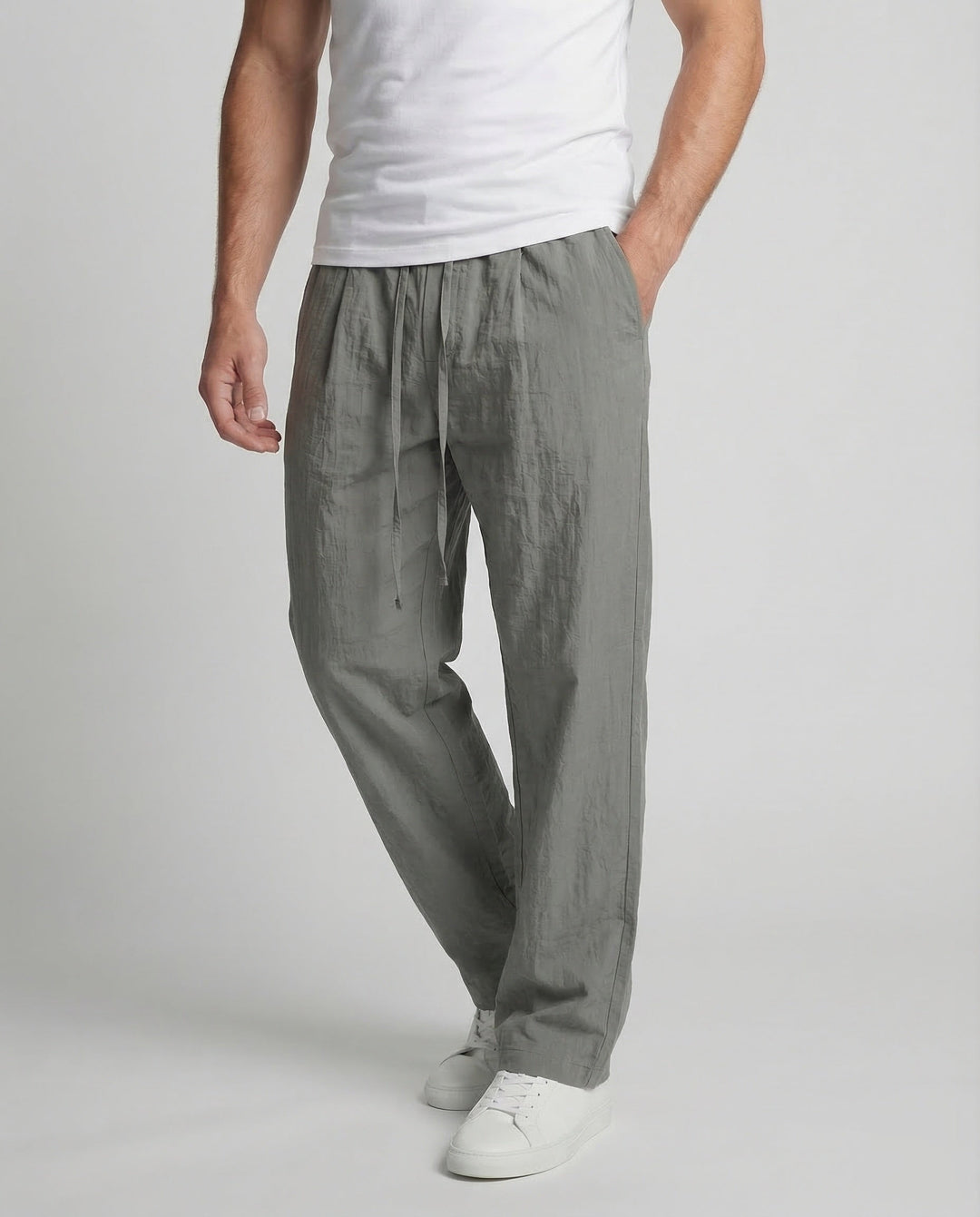 Herrarnas bomullbyxor med rynkig look-Eva Jonsson