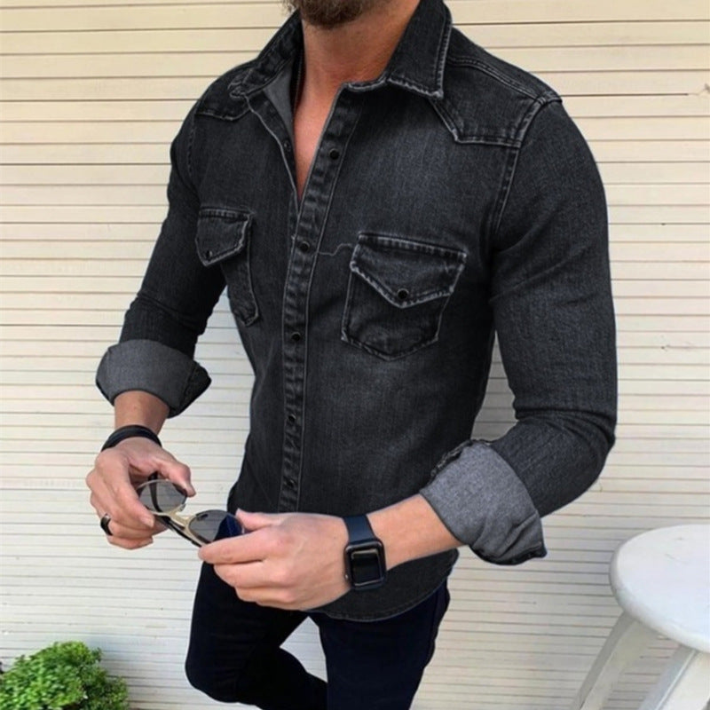 Herrarnas denimskjorta med modern passform och praktiska bröstfickor Mirla-Eva Jonsson
