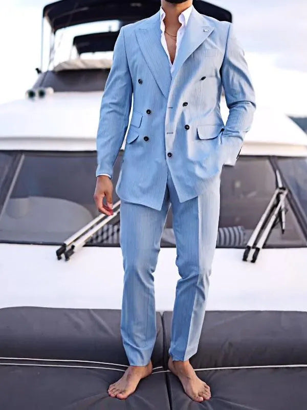 Herrarnas eleganta dubbelknäppt kostym i fint randigt mönster Eva Jonsson-Eva Jonsson