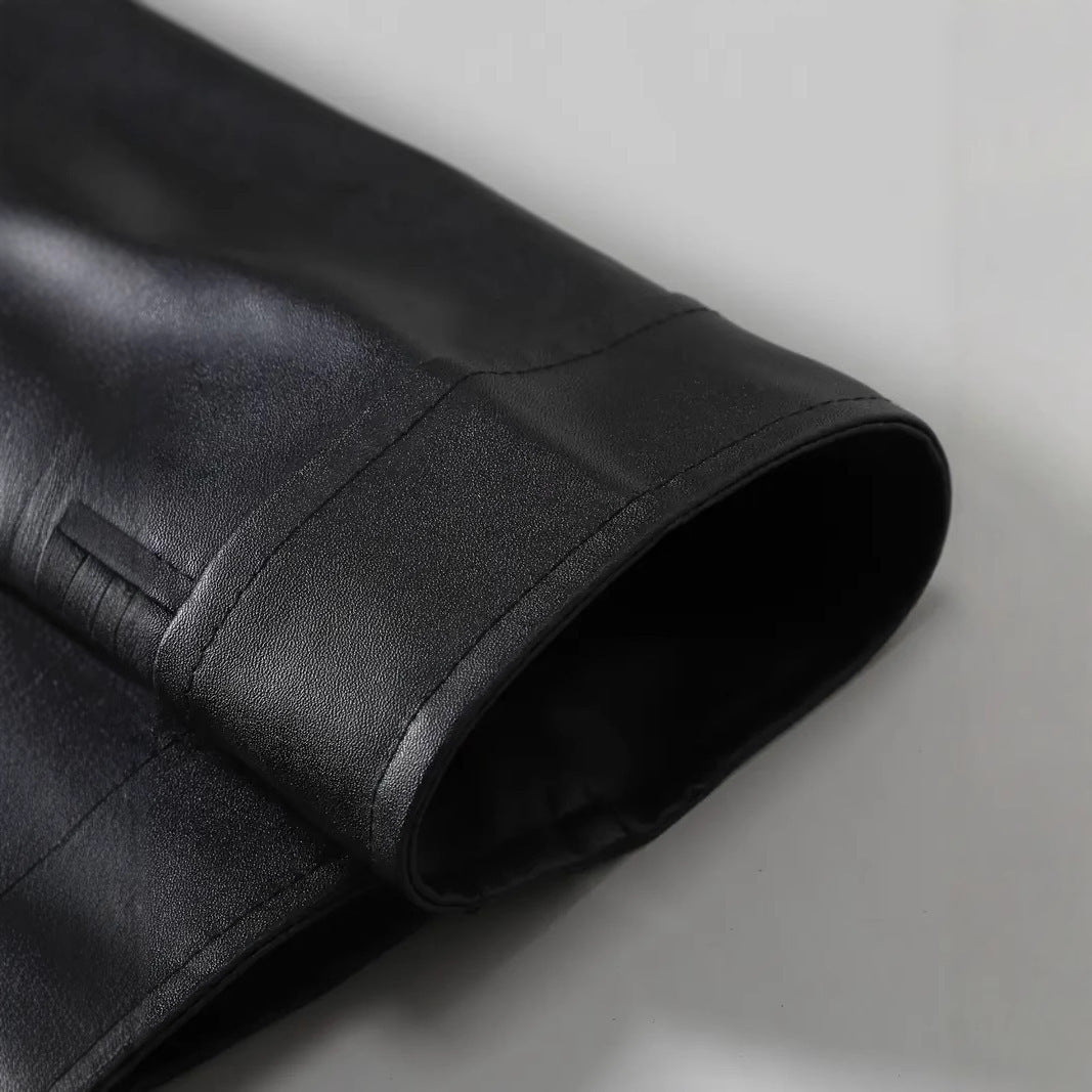 Herrarnas eleganta konstläderjacka med modern design Mirla-Eva Jonsson