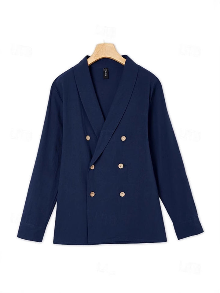 Herrarnas eleganta linneblazer med dubbel knapprad Eva Jonsson-Eva Jonsson
