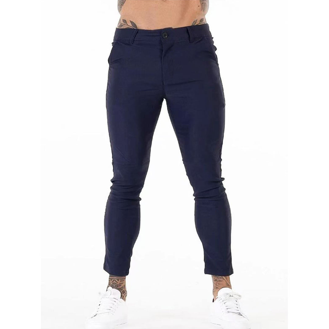 Herrarnas eleganta slim-fit chinos med elastisk midja och sidofickor Mirla-Eva Jonsson