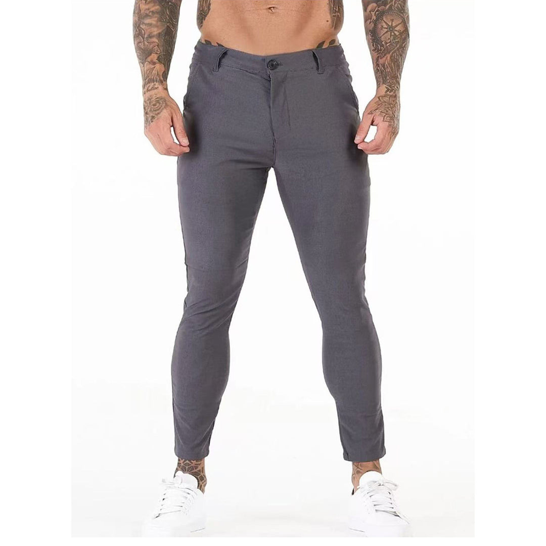 Herrarnas eleganta slim-fit chinos med elastisk midja och sidofickor Mirla-Eva Jonsson