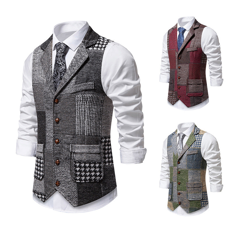 Herrarnas eleganta väst i patchwork-design Mirla-Eva Jonsson