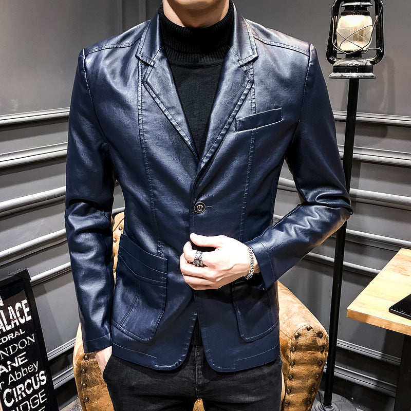 Herrarnas fashionabla konstläderblazer med slim-fit snitt Mirla-Eva Jonsson