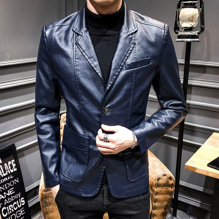 Herrarnas fashionabla konstläderblazer med slim-fit snitt Mirla-Eva Jonsson
