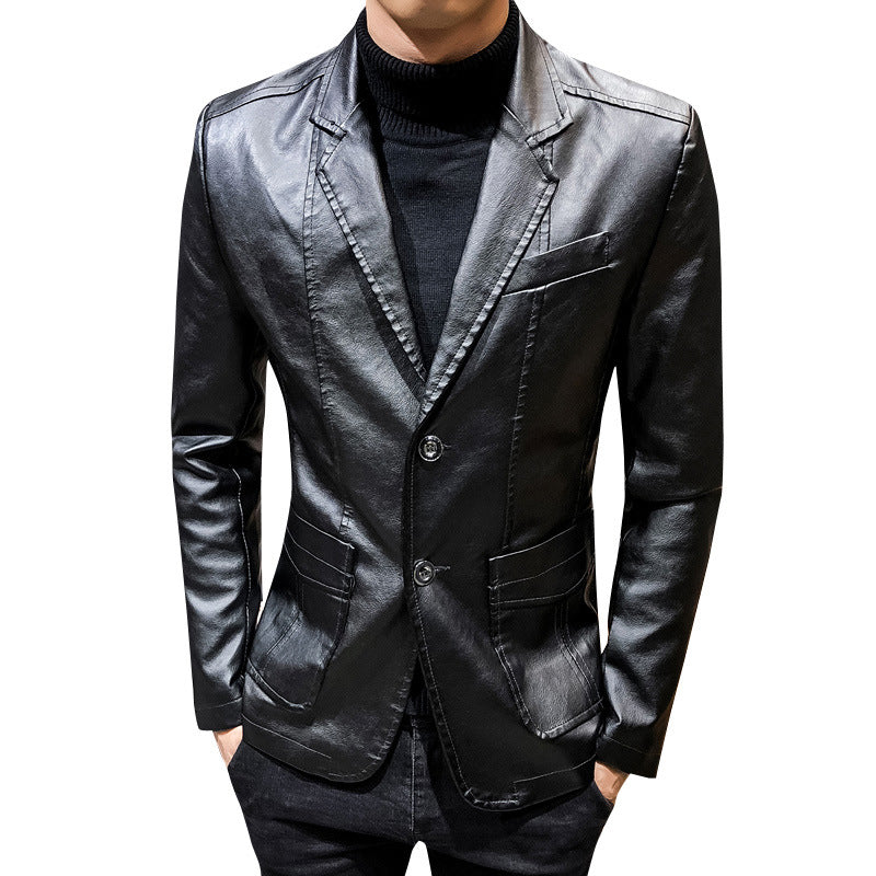 Herrarnas fashionabla konstläderblazer med slim-fit snitt Mirla-Eva Jonsson