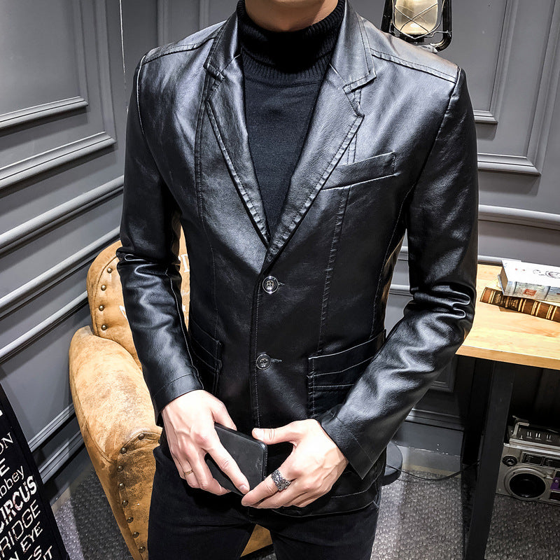 Herrarnas fashionabla konstläderblazer med slim-fit snitt Mirla-Eva Jonsson