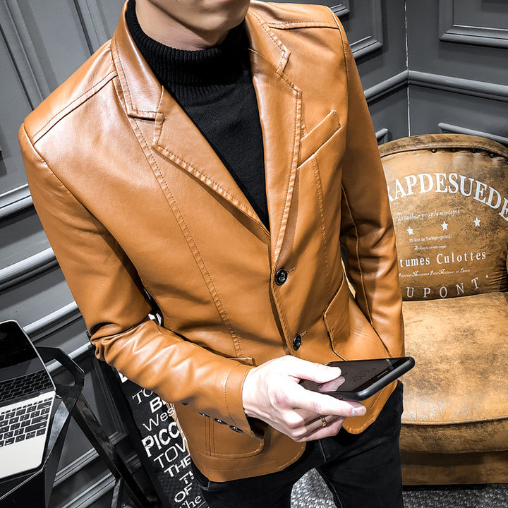 Herrarnas fashionabla konstläderblazer med slim-fit snitt Mirla-Eva Jonsson