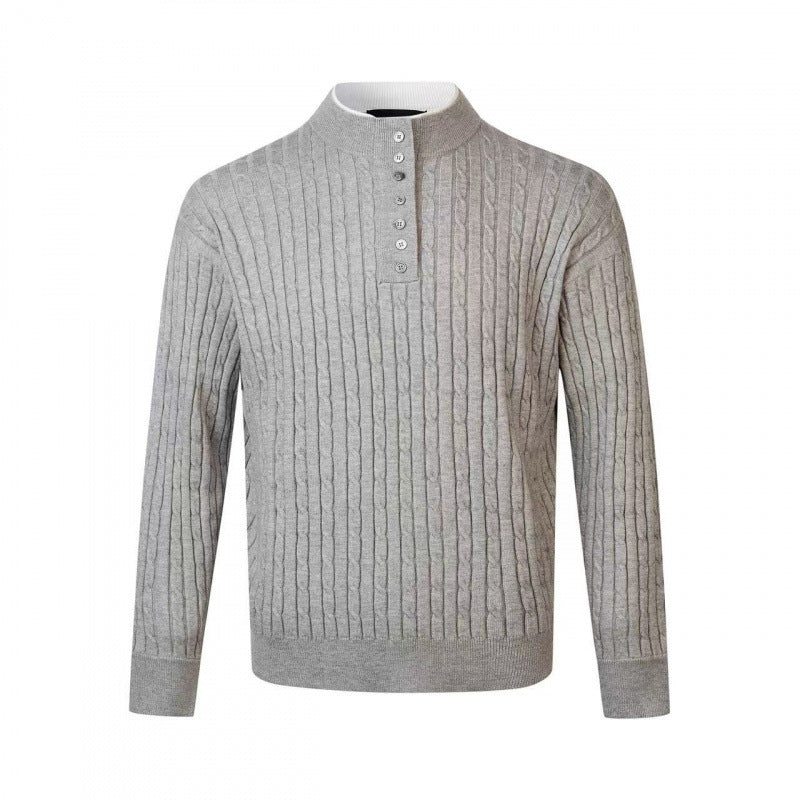 Herrarnas finstickad pullover med dekorativa knapplösningar Mirla-Eva Jonsson