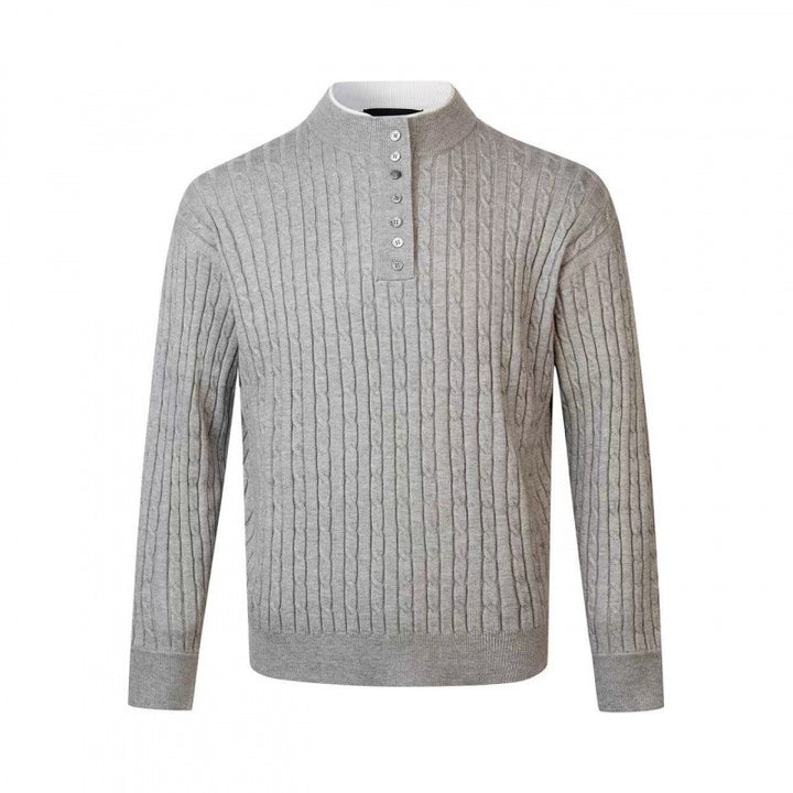 Herrarnas finstickad pullover med dekorativa knapplösningar Mirla-Eva Jonsson