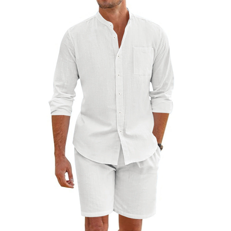 Herrarnas fritids-casual set med långärmad skjorta och shorts Mirla-Eva Jonsson