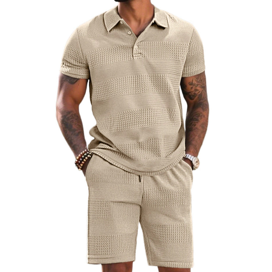 Herrarnas fritidsdräkt med strukturerad polotröja och shorts Eva Jonsson-Eva Jonsson