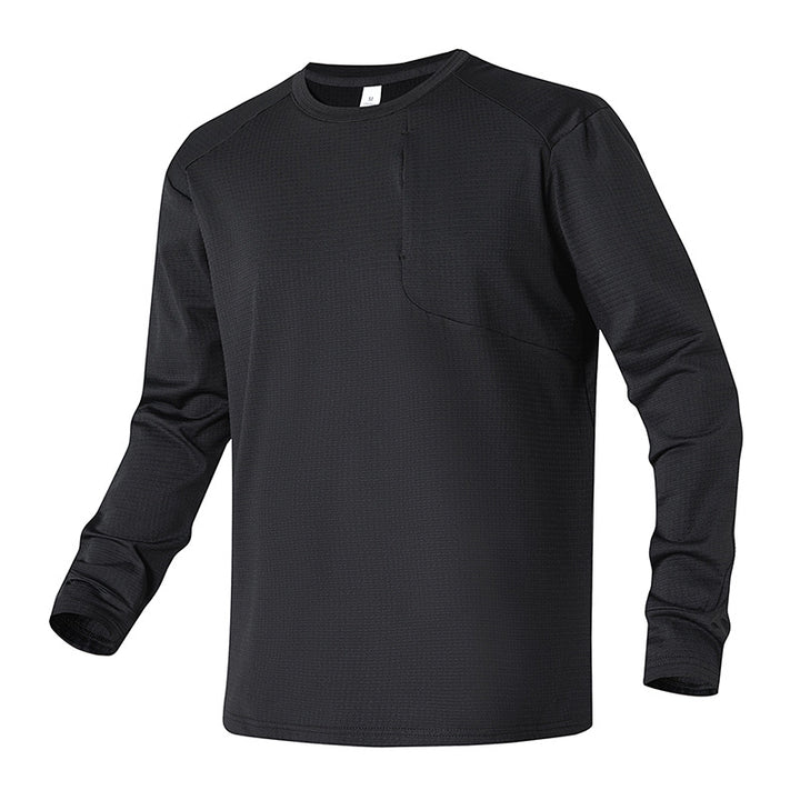 Herrarnas funktionslongsleeve med andningsbara egenskaper och praktisk ficka Mirla-Eva Jonsson