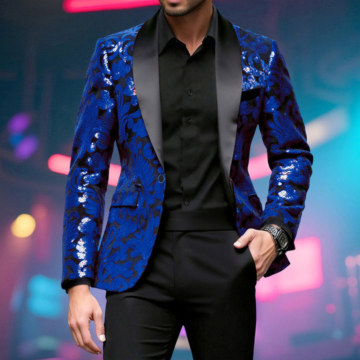 Herrarnas glamorösa paljett-blazer med floral design och elegant snitt Mirla-Eva Jonsson