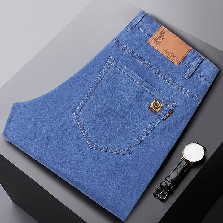 Herrarnas högkvalitativa denimbyxor med funktionella fickor Mirla-Eva Jonsson