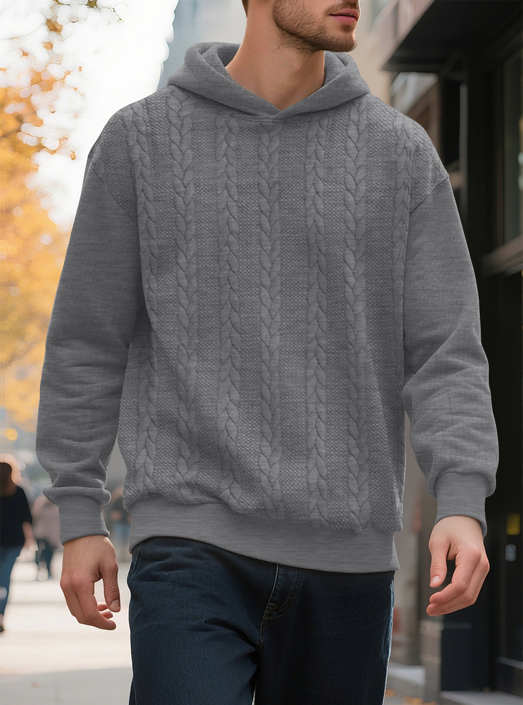 Herrarnas hoodie med innovativ stickstruktur Mirla-Eva Jonsson