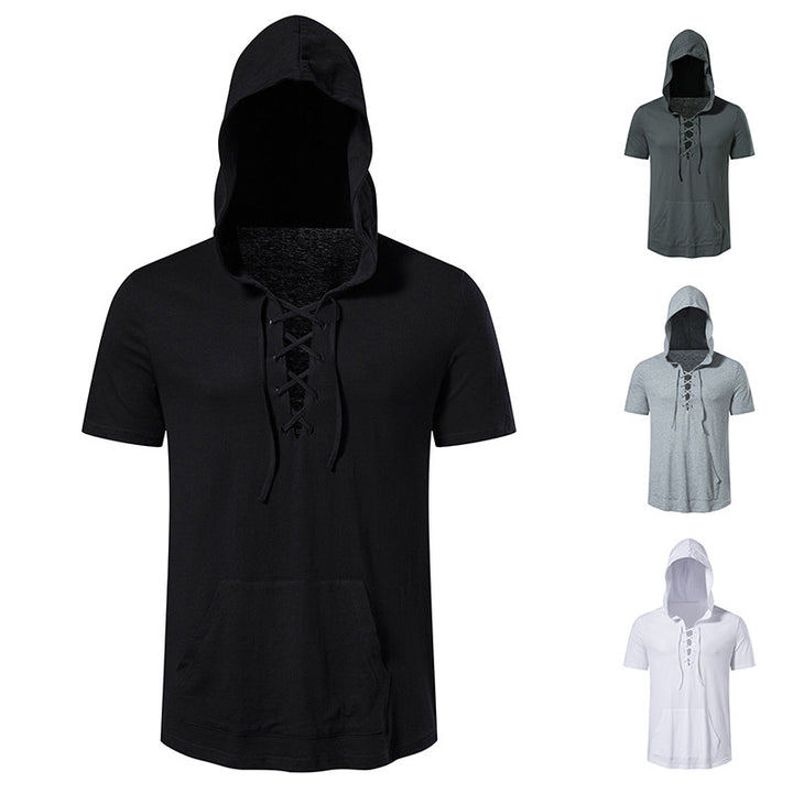 Herrarnas hoodie-t-shirt med kreativ snördesign Eva Jonsson-Eva Jonsson