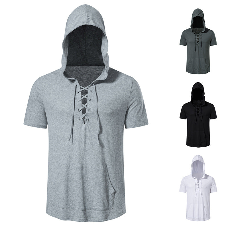Herrarnas hoodie-t-shirt med kreativ snördesign Eva Jonsson-Eva Jonsson
