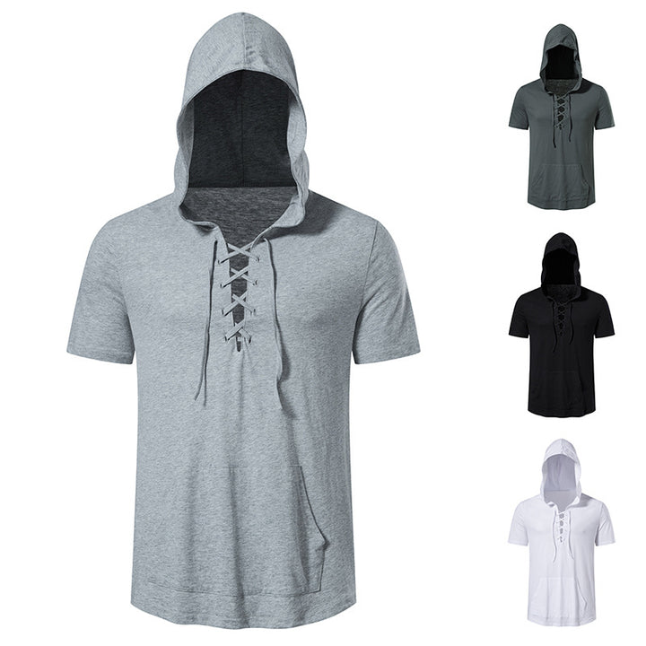 Herrarnas hoodie-t-shirt med kreativ snördesign Eva Jonsson-Eva Jonsson