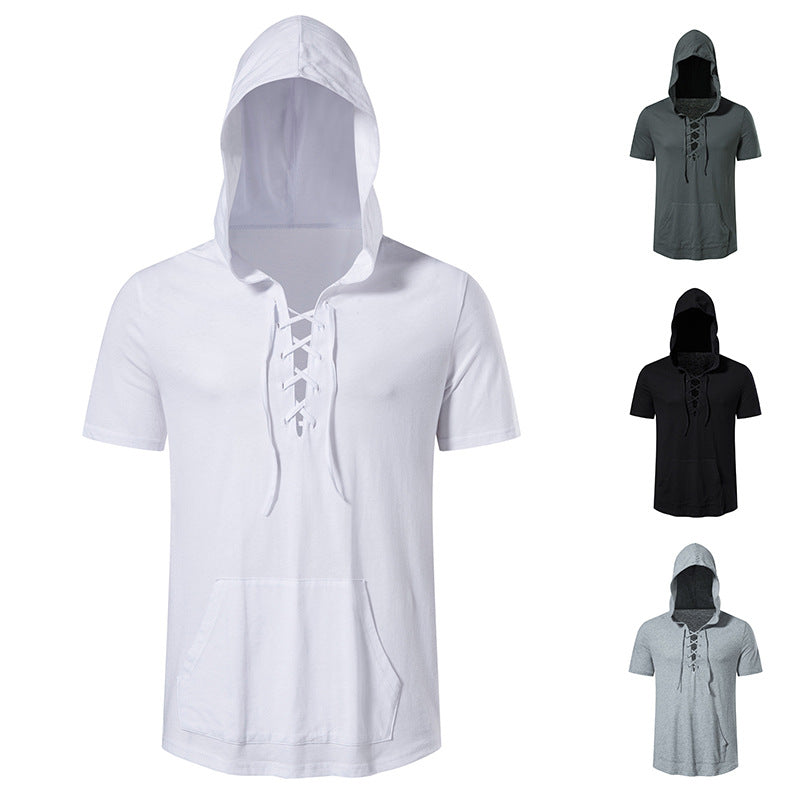 Herrarnas hoodie-t-shirt med kreativ snördesign Eva Jonsson-Eva Jonsson