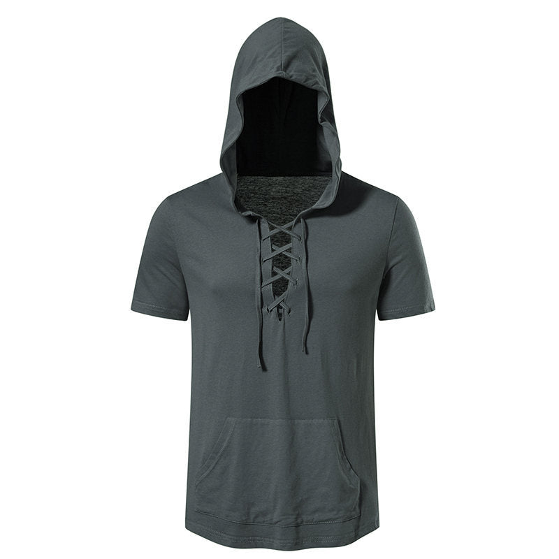 Herrarnas hoodie-t-shirt med kreativ snördesign Eva Jonsson-Eva Jonsson