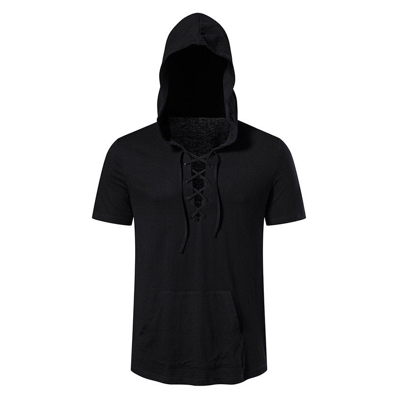 Herrarnas hoodie-t-shirt med kreativ snördesign Eva Jonsson-Eva Jonsson