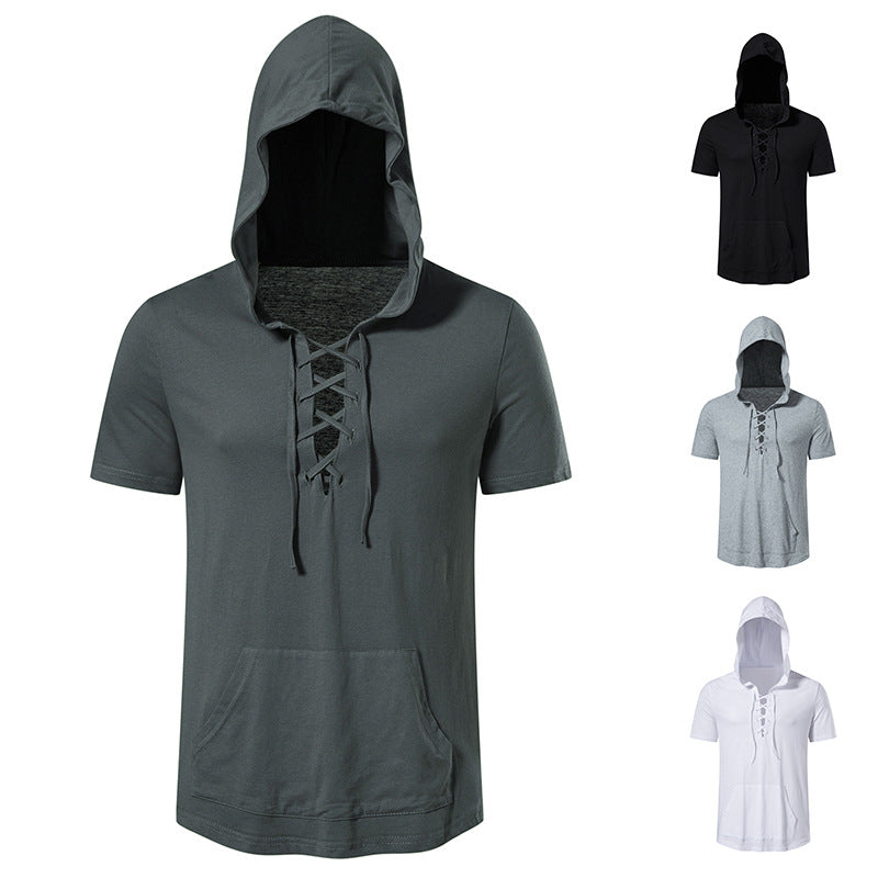 Herrarnas hoodie-t-shirt med kreativ snördesign Eva Jonsson-Eva Jonsson