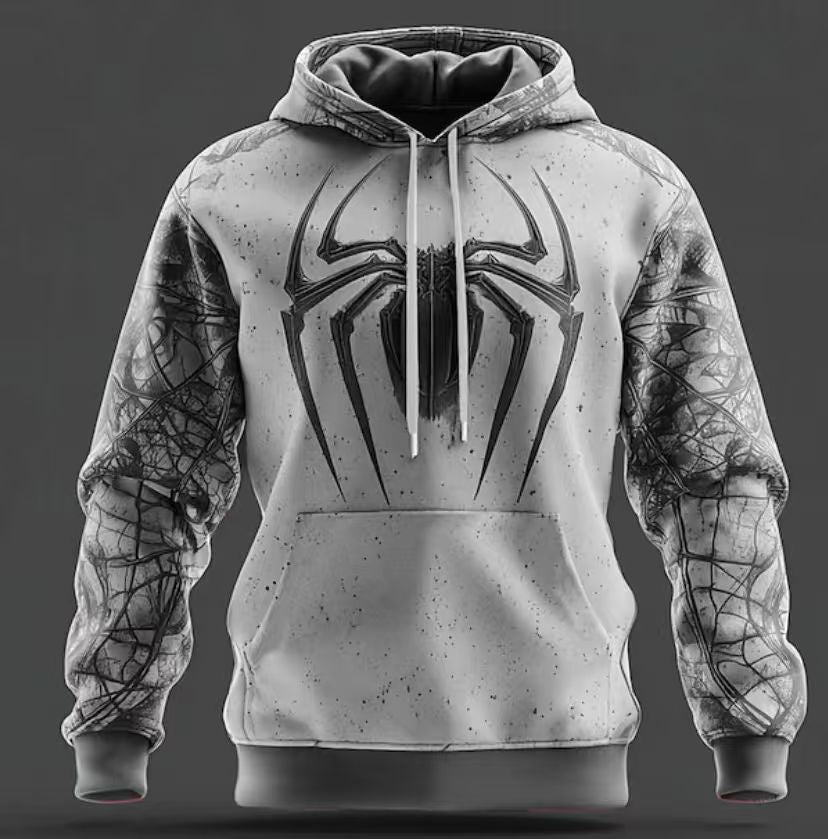Herrarnas hoodies med unik spindelmönster och kontrasterande ärmar Mirla-Eva Jonsson