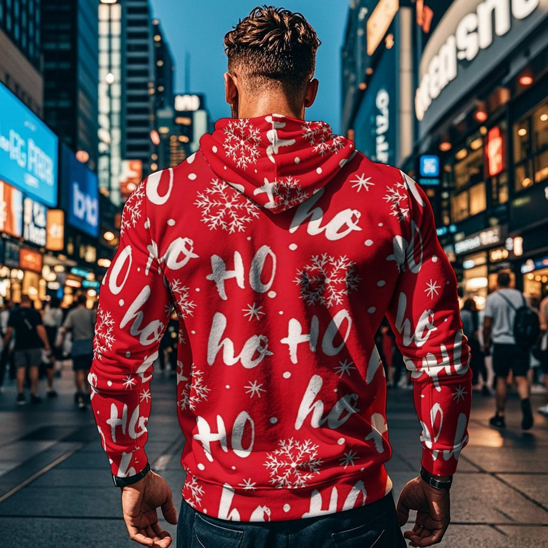 Herrarnas jul-hoodie med färggrafisk design och bekväm passform Eva Jonsson-Eva Jonsson