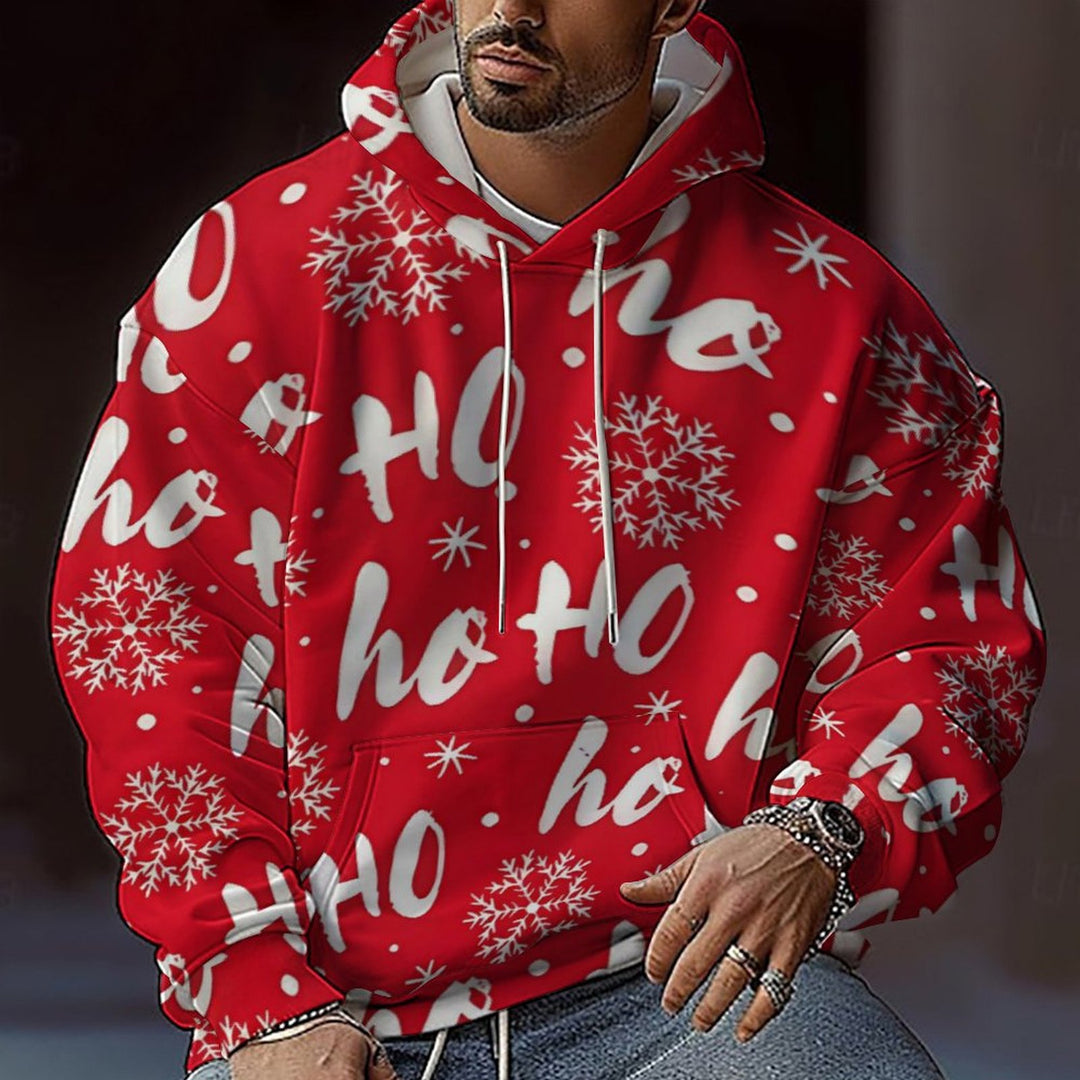 Herrarnas jul-hoodie med färggrafisk design och bekväm passform Eva Jonsson-Eva Jonsson