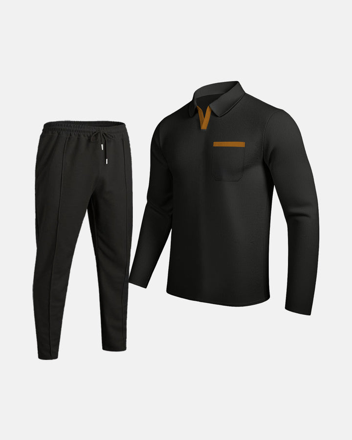 Herrarnas kombinationsoutfit med polotröja och joggingbyxor Mirla-Eva Jonsson
