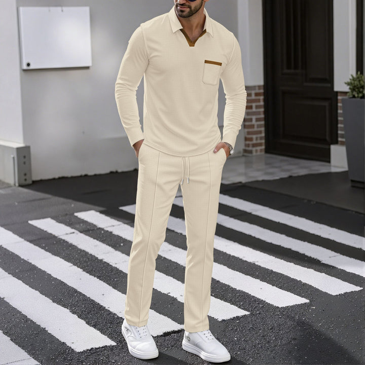 Herrarnas kombinationsoutfit med polotröja och joggingbyxor Mirla-Eva Jonsson